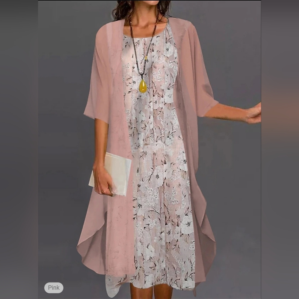 Size XL 16 Peach sheer dress dress with over lay